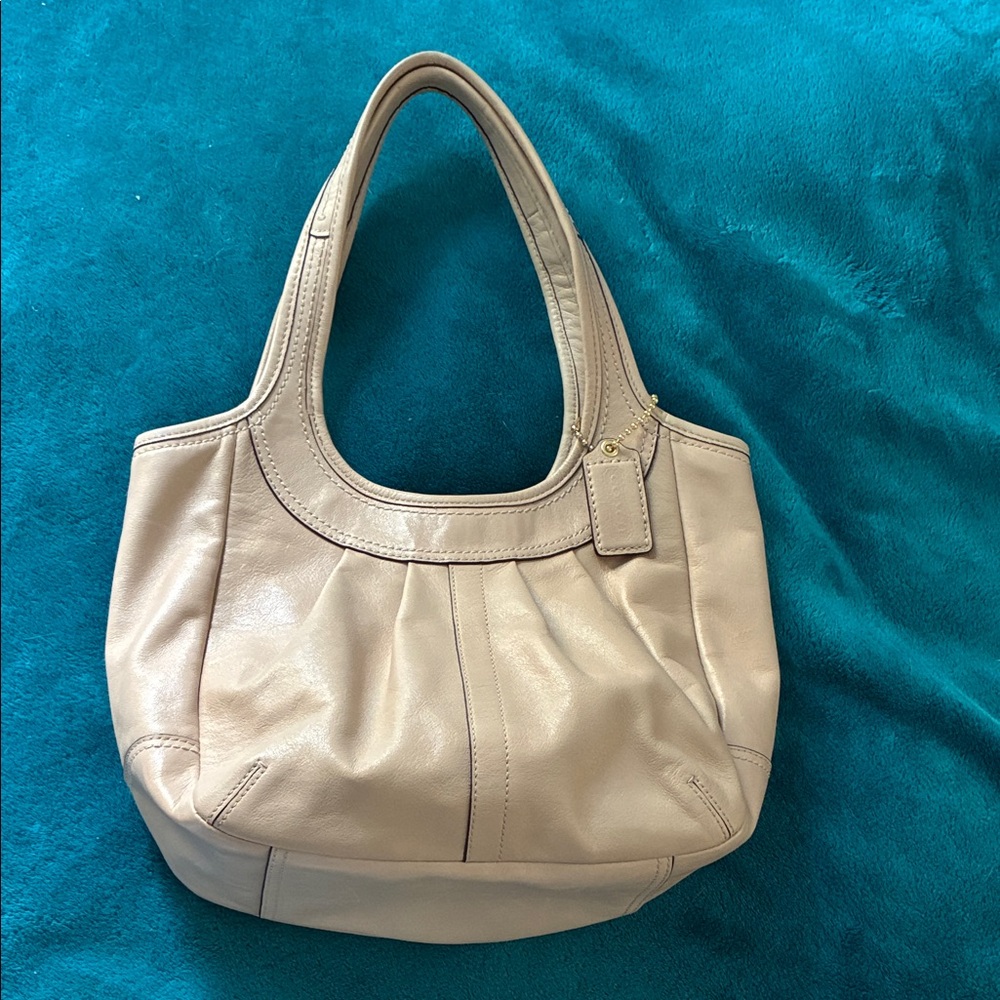 Elegant Tan Leather Tote Bag Coach
